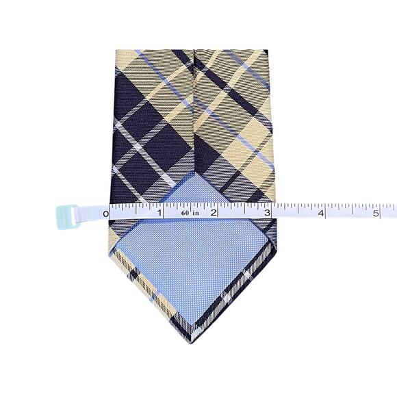 Tommy Hilfiger Yellow, Gray, Black Plaid Tie, Silk Blend, Preppy, Classic, 58" - Picture 6 of 6